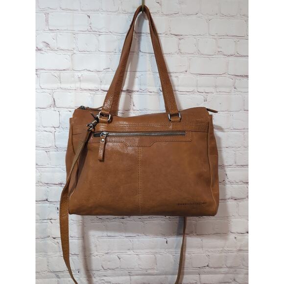 Spikes & Sparrows Handbags - SPIKES & SPARROW Leather Brown Computer Laptop 14" Front Back Top Zip Padded